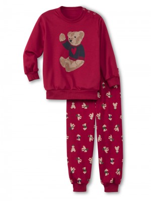 Kids' Calida Family & Friends Pyjama With Cuff Pyjama Rio Red | 587942-KAE