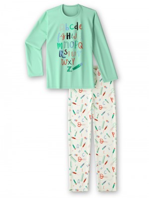 Kids' Calida Kids Abc Pyjama Pyjama Yucca Green | 459603-NCQ