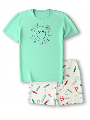 Kids' Calida Kids Abc Short Pyjama Pyjama Yucca Green | 931825-WHK