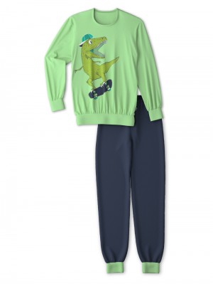 Kids' Calida Kids Dino Pyjama With Cuff Pyjama Neptune Green | 013467-WAP