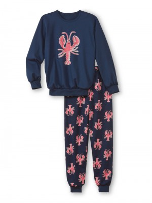 Kids' Calida Kids Lobster Pyjama With Cuff Pyjama Peacoat Blue | 426751-QXZ