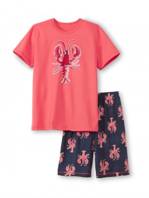 Kids' Calida Kids Lobster Short Pyjama Pyjama Deep Sea Coral | 857469-KSF