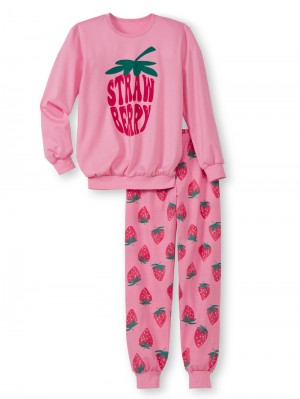 Kids' Calida Kids Strawberry Pyjama With Cuff Pyjama Begonia Pink | 849172-WMU