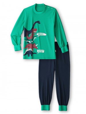 Kids' Calida Toddlers Dino Pyjama With Cuff Pyjama Arcadia Green | 836927-KEG