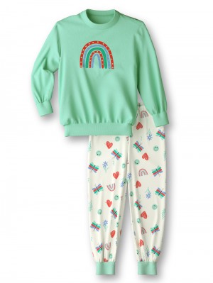 Kids' Calida Toddlers Doodle Pyjama With Cuff Pyjama Yucca Green | 546092-ZRM