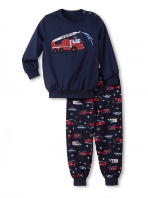 Kids' Calida Toddlers Fireman Pyjama With Cuff Pyjama Peacoat Blue | 432861-EIG