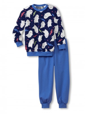 Kids' Calida Toddlers Ghost Pyjama With Cuff Pyjama Deep Cobalt | 917284-SZR