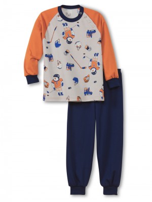 Kids' Calida Toddlers Hockey Pyjama With Cuff Pyjama Smoked Paprika | 412376-JTD