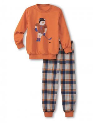 Kids' Calida Toddlers Hockey Pyjama With Cuff Pyjama Smoked Paprika | 291873-IHK