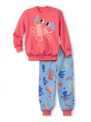 Kids' Calida Toddlers Ocean Pyjama With Cuff Pyjama Deep Sea Coral | 730268-BSZ