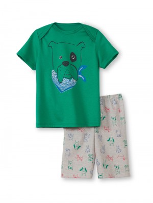 Kids' Calida Toddlers Puppy Short Pyjama Pyjama Viridis Green | 031926-QRP