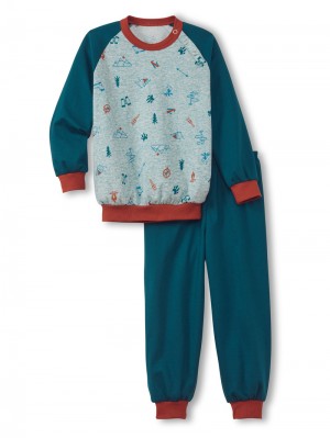 Kids' Calida Toddlers Scout Pyjama With Cuff Pyjama Deep Dive Petrol | 597184-DZQ