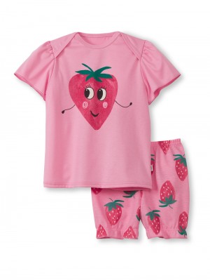 Kids' Calida Toddlers Strawberry Short Pyjama Pyjama Begonia Pink | 458073-MLE