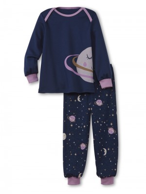 Kids' Calida Toddlers Universe Pyjama With Cuff Pyjama Peacoat Blue | 281674-POK