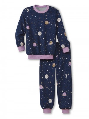 Kids' Calida Toddlers Universe Pyjama With Cuff Pyjama Peacoat Blue | 209716-TGD