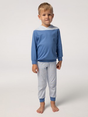 Kids' Calida Toddlers Youngster Pyjama With Cuff Pyjama Bay Blue | 168473-XWY