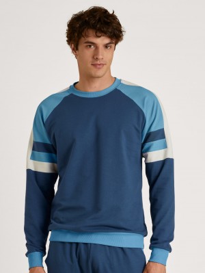 Men Calida Circular Refresh Pullover Loungewear Insignia Blue | 498106-RDP