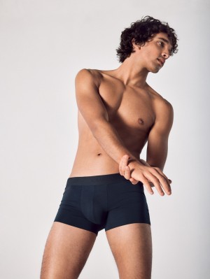 Men Calida Clean Line Boxer Brief With Elastic Waistband Underwear Dark Sapphire | 086352-QBF