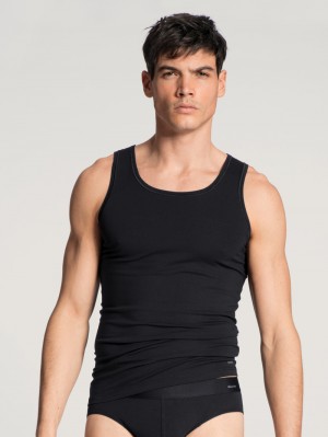 Men Calida Cotton Code Athletic Shirt Underwear Schwarz | 701683-HCZ