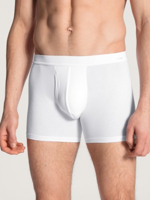 Men Calida Cotton Code Boxer Brief, With Fly Underwear Weiss | 102945-BFJ