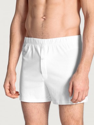 Men Calida Cotton Code Boxer Shorts With Fly Underwear Weiss | 958276-VKA