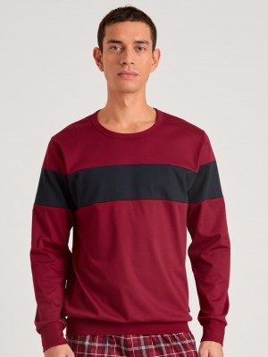 Men Calida Family & Friends Sweatshirt Loungewear Rio Red | 520194-DTA