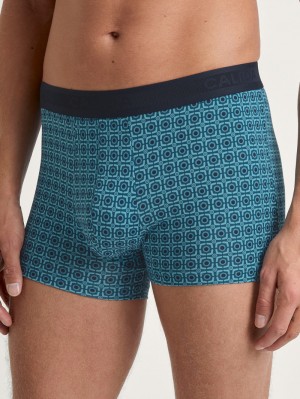 Men Calida Grafic Cotton Boxer Brief Underwear Storm Blue | 846105-BIS