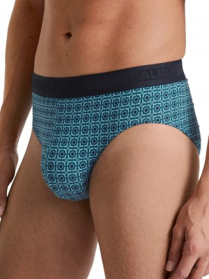 Men Calida Grafic Cotton Brief Underwear Storm Blue | 786319-CIV