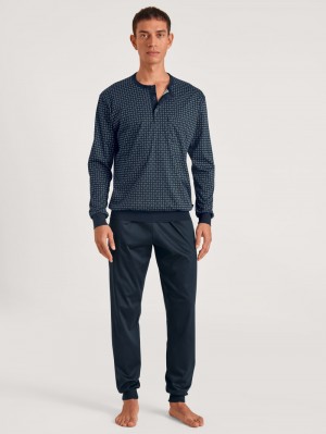 Men Calida Relax Selected 2 Pyjama With Cuff Sleepwear Dark Sapphire | 321695-LEA