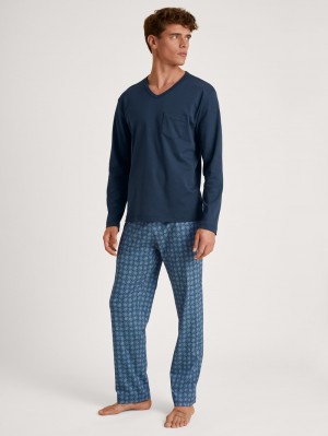 Men Calida Relax Streamline 2 Pyjama Sleepwear Insignia Blue | 905871-ECP