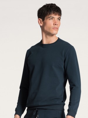 Men Calida Remix Basic Lounge Sweatshirt Loungewear Dark Sapphire | 479203-CVM