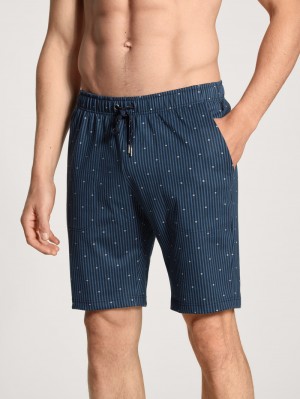 Men Calida Remix Basic Sleep Bermudas Sleepwear Indian Blue | 437815-YTD