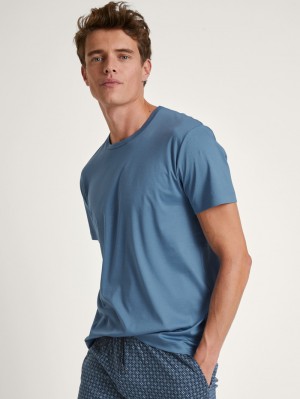 Men Calida Rmx Sleep Free T-shirt Sleepwear Coronet Blue | 109728-WES