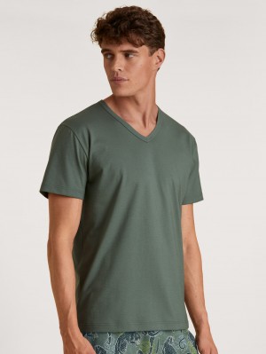 Men Calida Rmx Sleep Holiday T-shirt Sleepwear Laurel Green | 547086-KIL