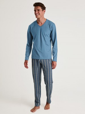 Men Calida Special Pyjama Sleepwear Coronet Blue | 839476-BMS