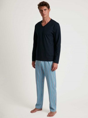 Men Calida Special Pyjama Sleepwear Dolphin Blue | 175930-KXH