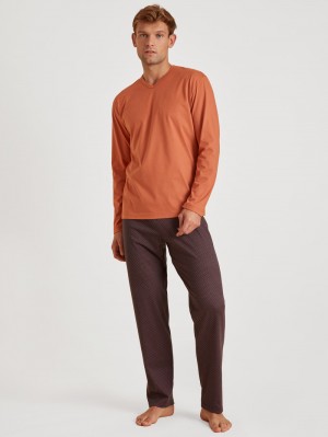 Men Calida Special Pyjama Sleepwear Redwood | 061248-FLM