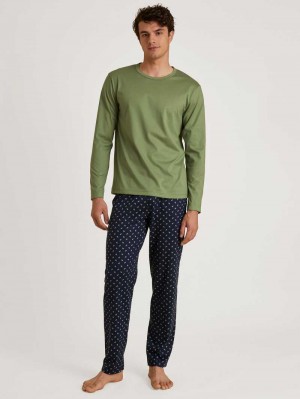 Men Calida Special Shirt Long-sleeve Sleepwear Olive Oil | 750682-ONP