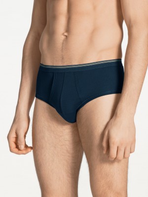 Men Calida Twisted Cotton Classic Brief With Fly Underwear Admiral | 610874-IFS