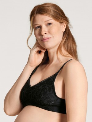 Women Calida 100% Nature Mum Nursing Bra Without Underwire, Cradle To Cradle Certified® Underwear Black C2c | 723480-OZI