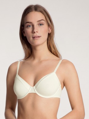 Women Calida Cate Bra With Underwiring Underwear Alabaster Crème | 945208-JYK