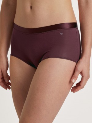 Women Calida Cate Shorty Regular Cut Underwear Port Royal Red | 819302-UWE