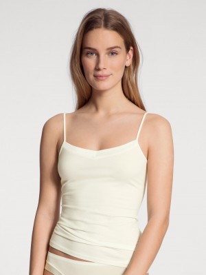 Women Calida Cate Spaghetti Top Underwear Alabaster Crème | 215364-RIP