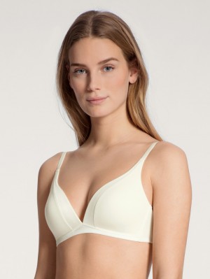 Women Calida Cate Triangle Bra With Padding Underwear Alabaster Crème | 301756-PXQ