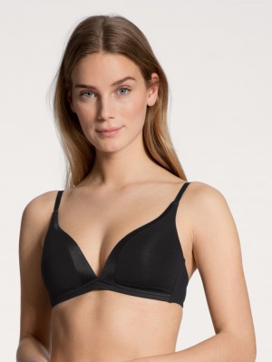 Women Calida Cate Triangle Bra With Padding Underwear Schwarz | 526178-HAU