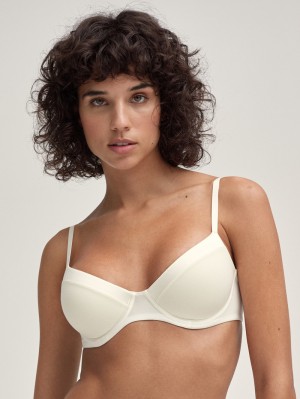 Women Calida Cate T-shirt Bra Underwear Alabaster Crème | 530617-CJF