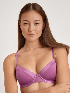 Women Calida Cate T-shirt Bra Underwear Mulberry Mauve | 572486-IBC