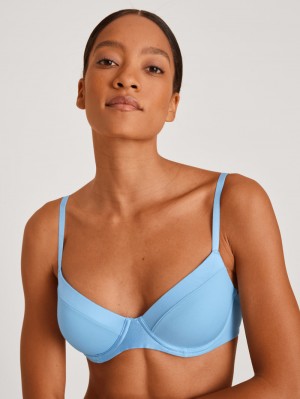 Women Calida Cate T-shirt Bra Underwear Placid Blue | 968047-YXJ