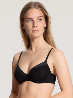 Women Calida Cate T-shirt Bra Underwear Schwarz | 691748-PCI