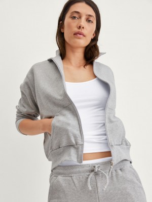 Women Calida Circular Lounge Jacket, Cradle To Cradle Certified® Yoga Grey Melange | 457602-YQV